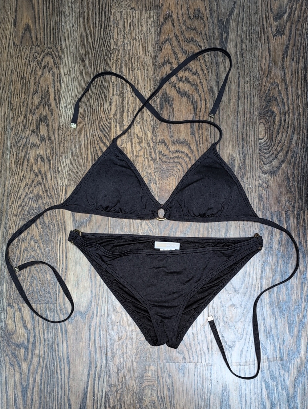 Michael Kors Black Triangle Bikini with Ring Detail
